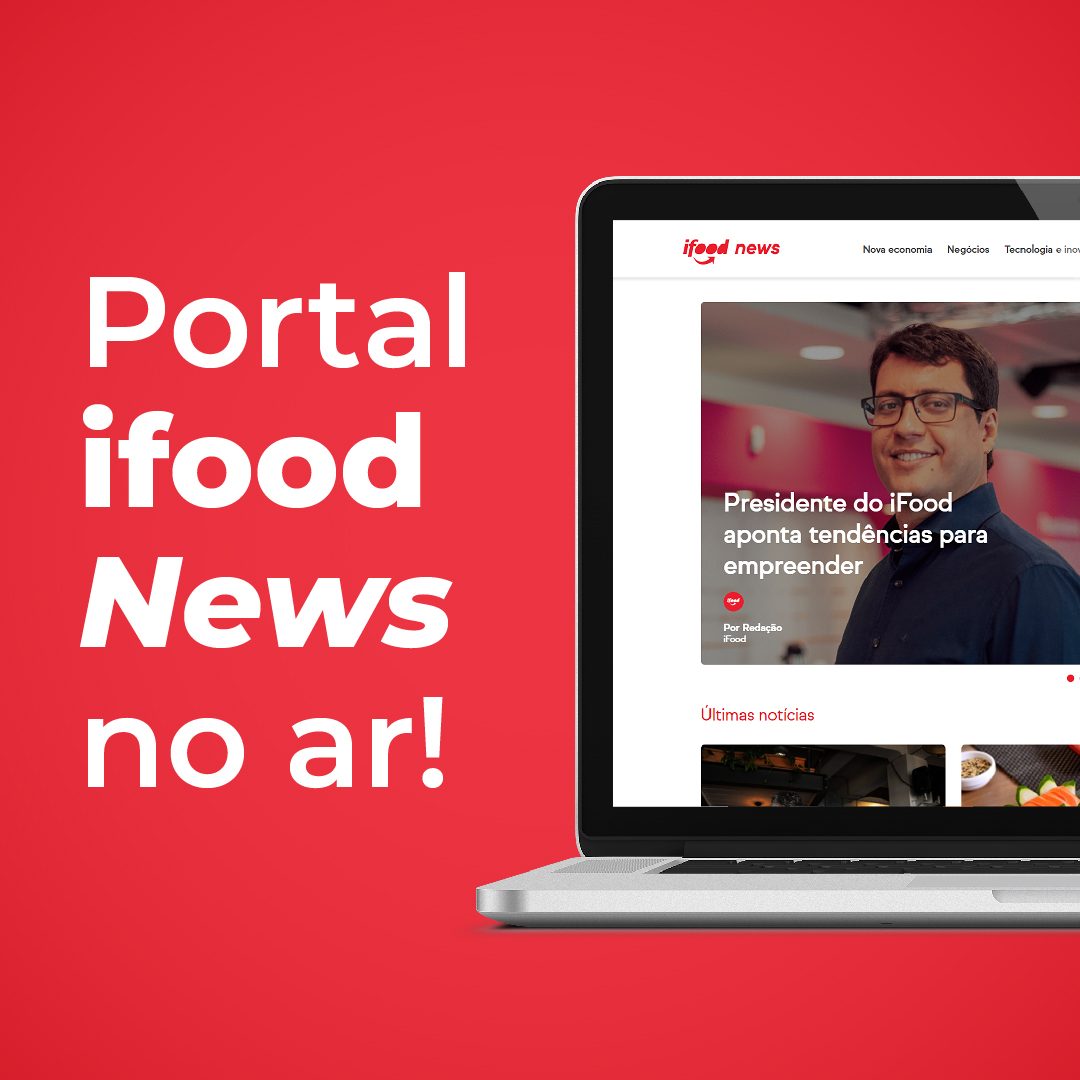 #PraCegoVer #PraTodesVerem: a postagem mostra duas imagens em sequência, Elas estão ligadas com a foto de um notebook aberto. Na sua tela aparece a página inicial do portal iFood News. Na primeira imagem está o texto: "Portal iFood News no ar!". Na segunda imagem está o texto: "Acesse em: news.ifood.com.br ou pelo link da nossa bio!"