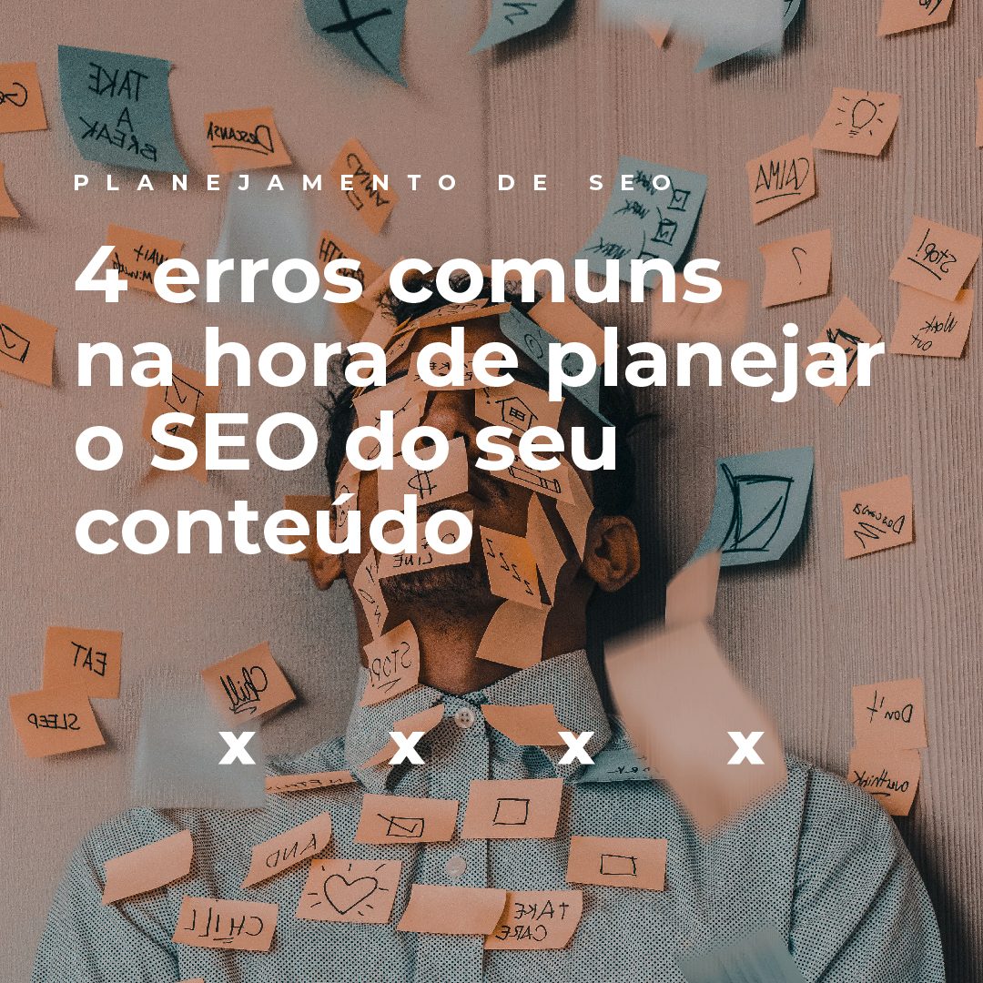 #PraCegoVer #PraTodesVerem: A publicação traz o conjunto de cinco imagens. A primeira mostra um homem com vários post-its colados na face e o texto: "Planejamento de SEO: 4 erros comuns na hora de planejar o SEO do seu conteúdo". A segunda imagem mostra o texto: "Pesquisar volume de palavras-chave para SEO no "Google Keyword Tool": O Google Keyword Tool foi criado para o contexto da busca paga. Isso significa que estamos falando de uma base de palavras-chave diferente. A base de palavras-chave de busca orgânica é uma, e a de palavras-chave para criação de anúncios, é outra. Isso tem impacto significativo na sua estratégia, por isso, não use o Google Keyword Tool para desenvolver um trabalho de SEO". A terceira imagem mostra o texto: "Não ouvir sua audiência ou ignorar o que a audiência está pesquisando: O trabalho de SEO é um serviço de empatia com a persona. O que ela está pesquisando? Que dúvidas precisam de resposta? O papel dessa tática é responder as suas questões da maneira mais clara e objetiva possível nos textos do site e blog". A quarta imagem mostra o texto: "Não usar o Google Search Console a seu favor: Ferramenta essencial para captar informações sobre o seu site referente as buscas orgânicas do Google. Com a configuração certa, você tem acesso a uma infinidade de dados e relatórios que podem te auxiliar em um planejamento assertivo - e preditivo!". A última imagem mostra o texto: "Deixar de nomear as suas imagens Muita gente não sabe, mas o Google não lê imagens. Por isso, é fundamental nomear as imagens com a palavra-chave principal do texto onde vão aparecer. Busque ilustrar seu conteúdo preenchendo o parâmetro de alt text para facilitar que seu site seja encontrado também por imagens e não apenas por textos nos mecanismos de busca".